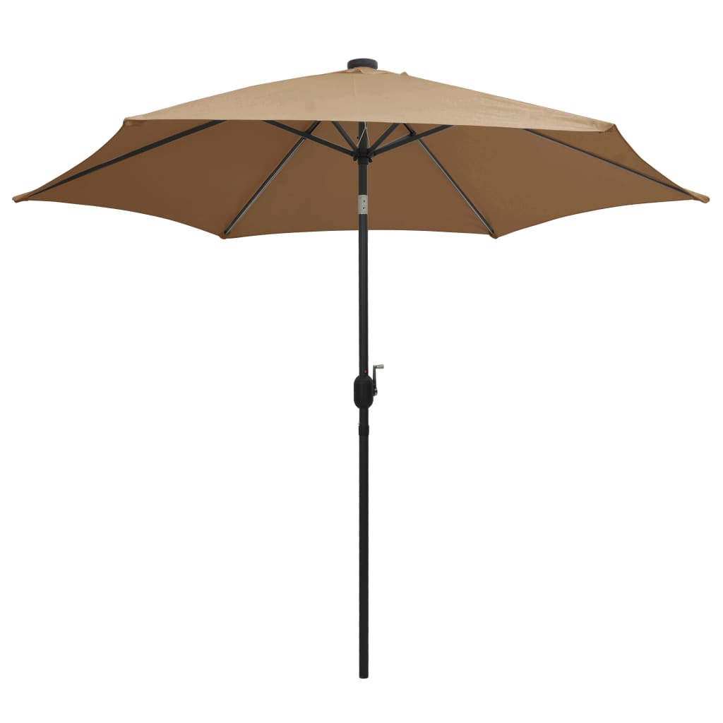 vidaXL Garden Parasol with LED Lights and Aluminium Pole 300 cm Taupe