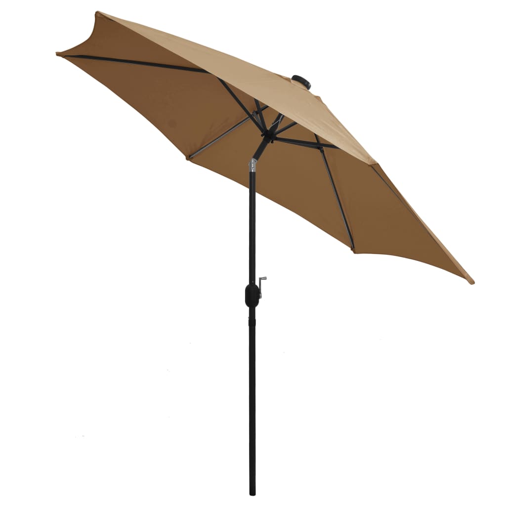 vidaXL Garden Parasol with LED Lights and Aluminium Pole 300 cm Taupe