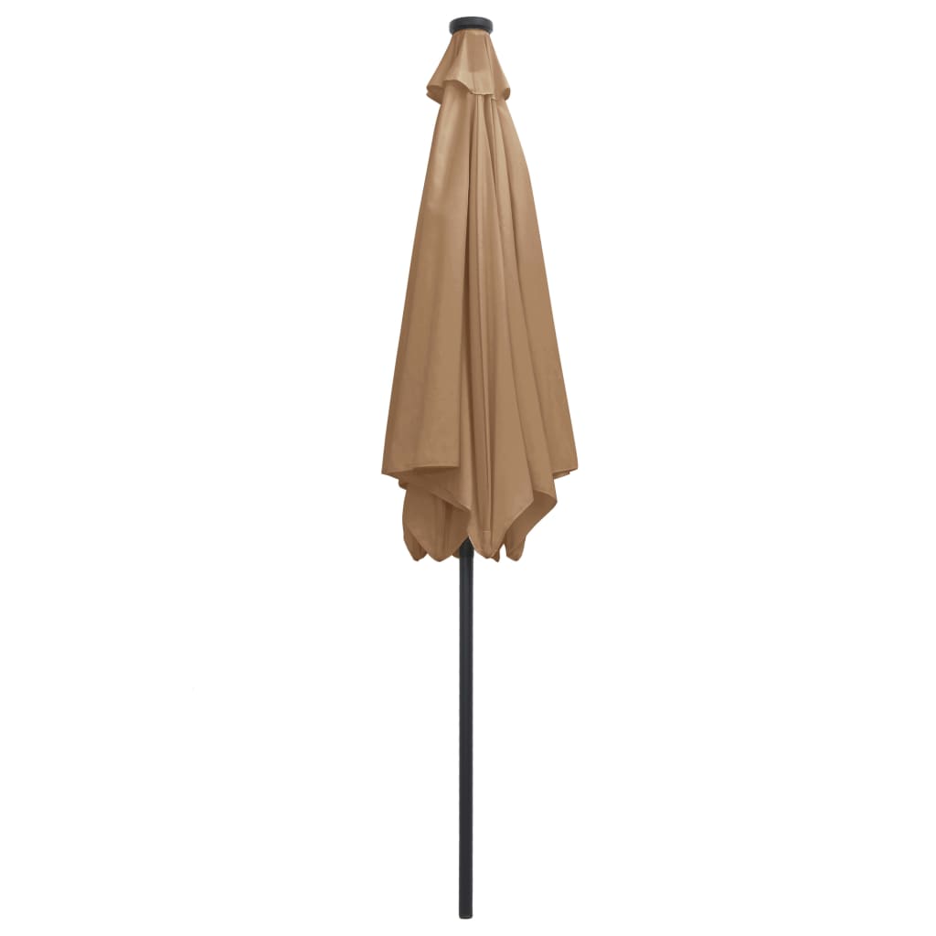 vidaXL Garden Parasol with LED Lights and Aluminium Pole 300 cm Taupe