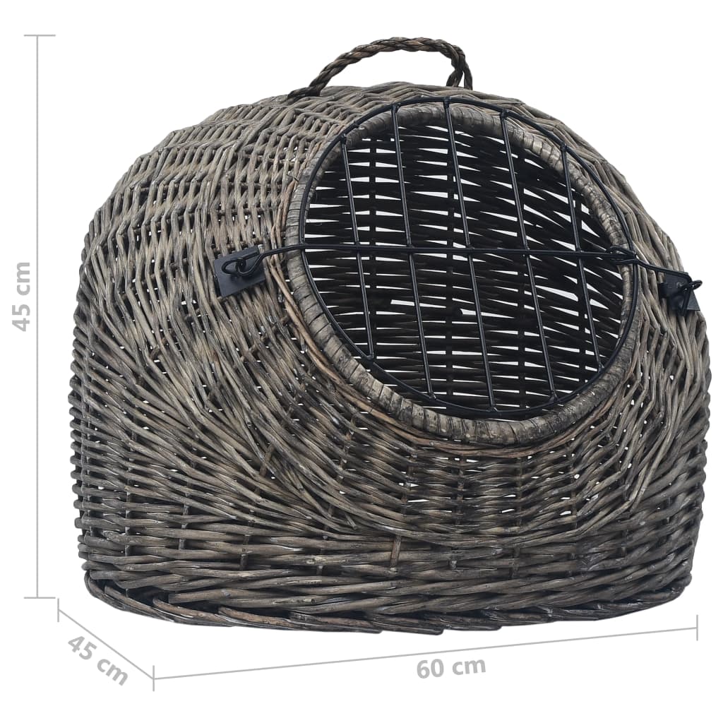 vidaXL Cat Transporter Grey 60x45x45 cm Natural Willow