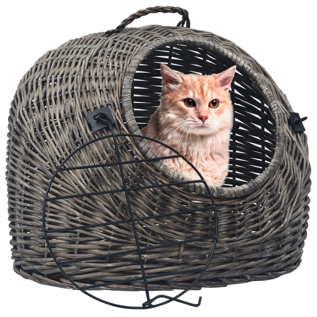 vidaXL Cat Transporter Grey 60x45x45 cm Natural Willow