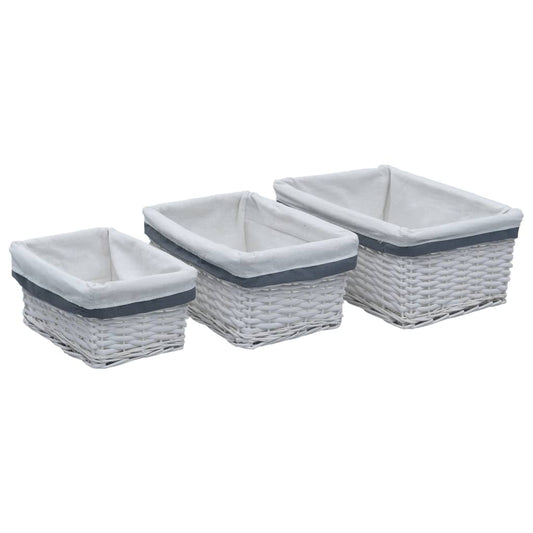 vidaXL 3 Piece Nesting Basket Set White Willow