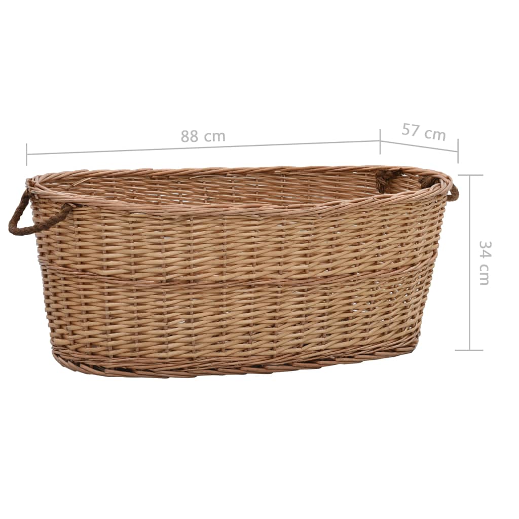 vidaXL Firewood Basket with Carrying Handles 88x57x34 cm Natural Willow