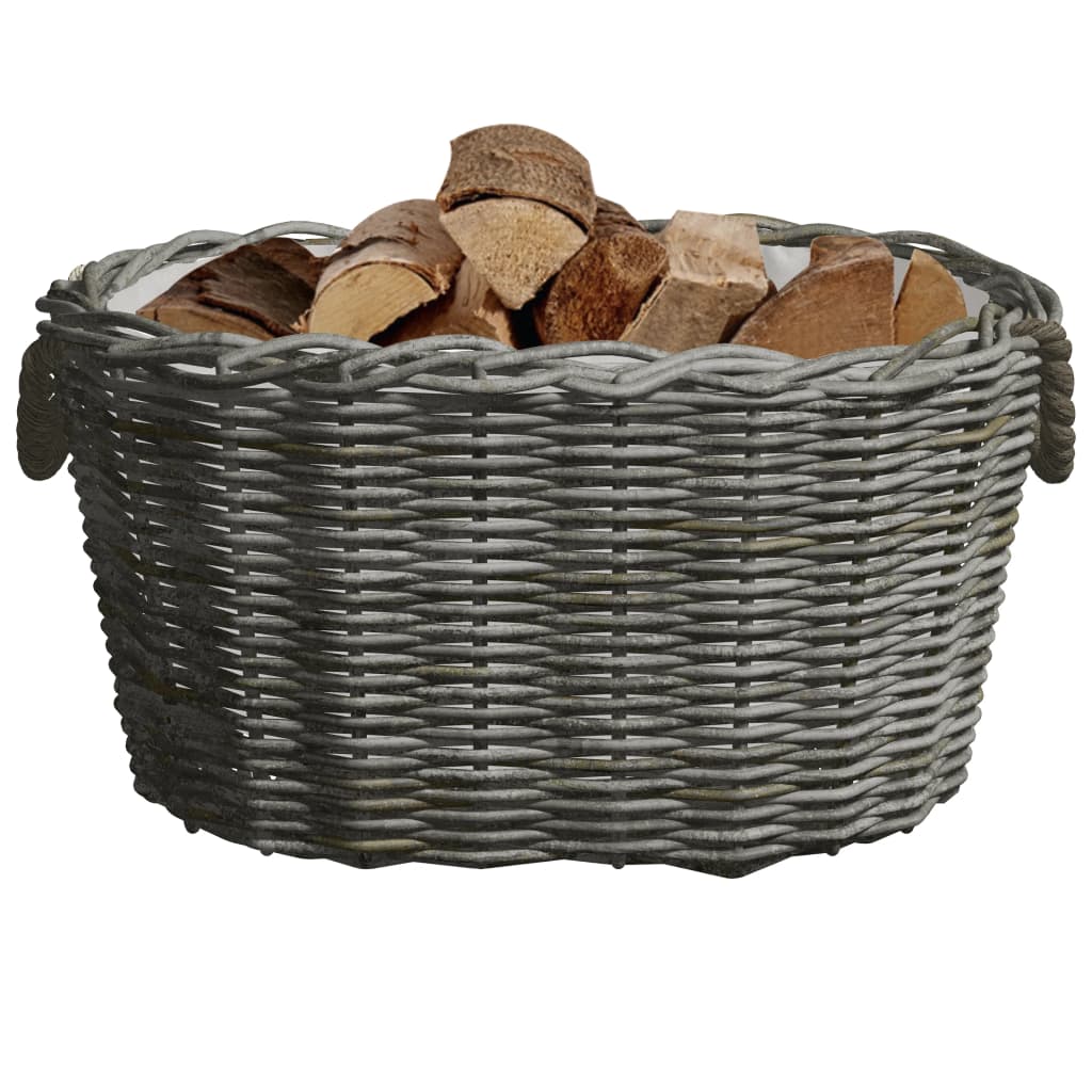 vidaXL Firewood Basket with Carrying Handles 60x40x28 cm Grey Willow