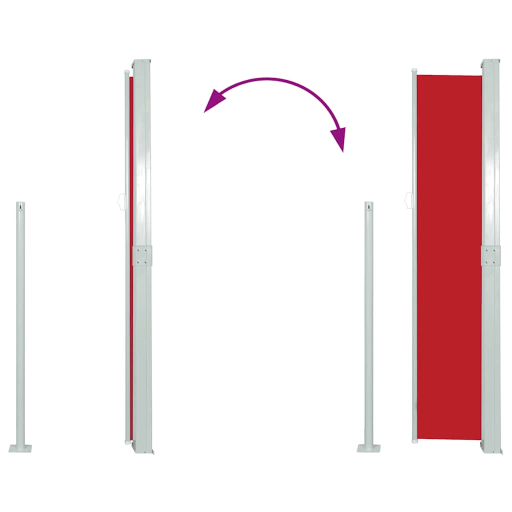 Side Awning | Red and Grey | Polyester, Powder-coated steel | 170x300 cm