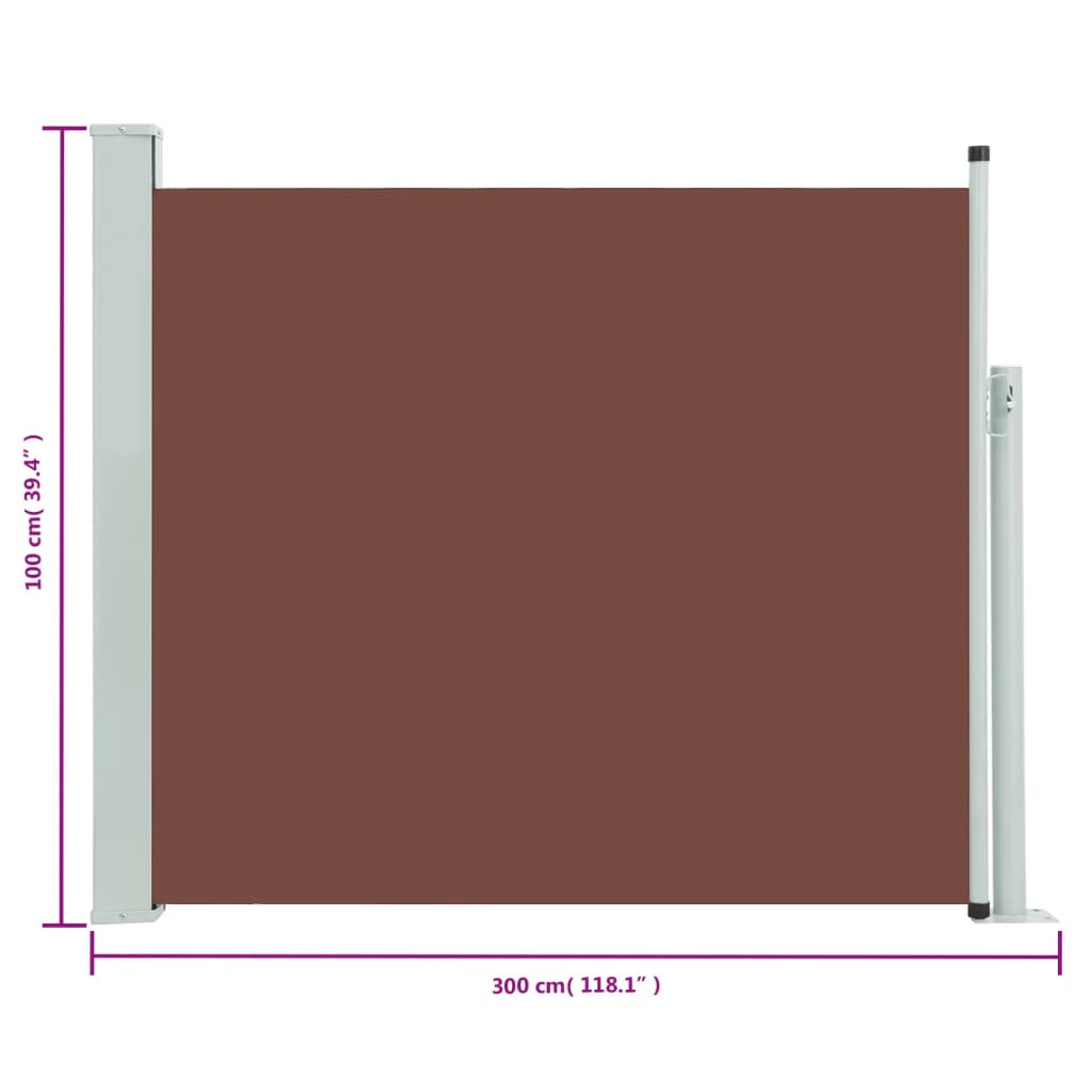 Patio uittrekbare zijluifel 100x300 cm bruin