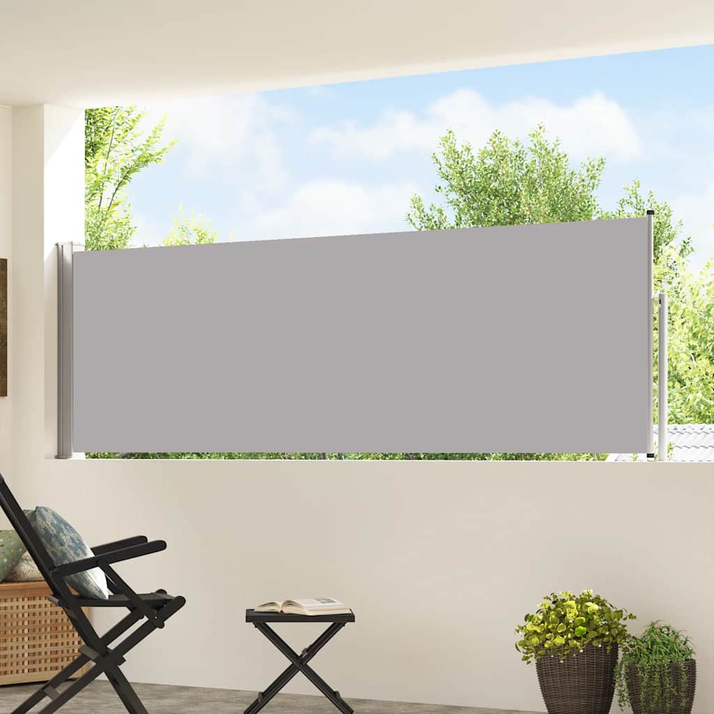 Patio Retractable Side Awning 100x500 cm Grey