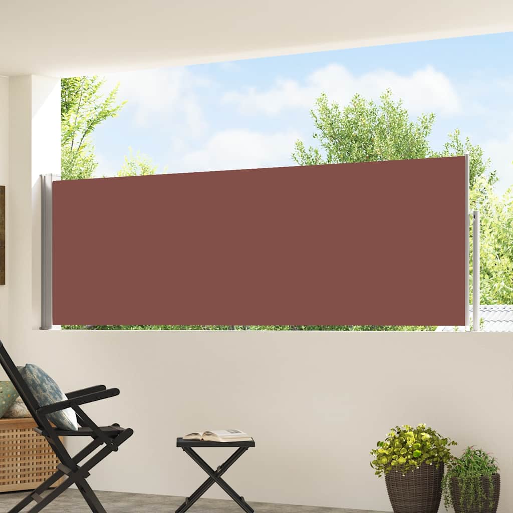 Patio Retractable Side Awning 100x500 cm Brown
