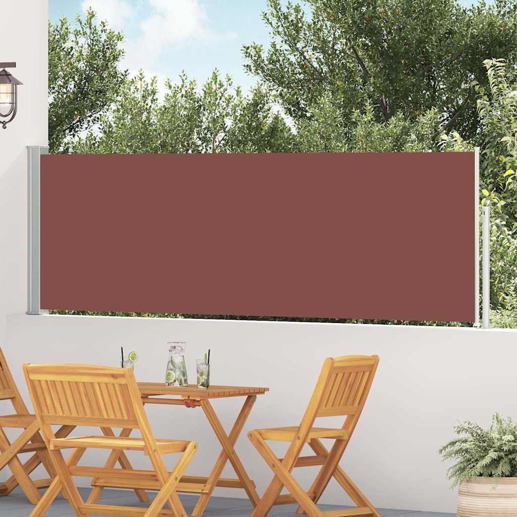Patio Retractable Side Awning 100x500 cm Brown