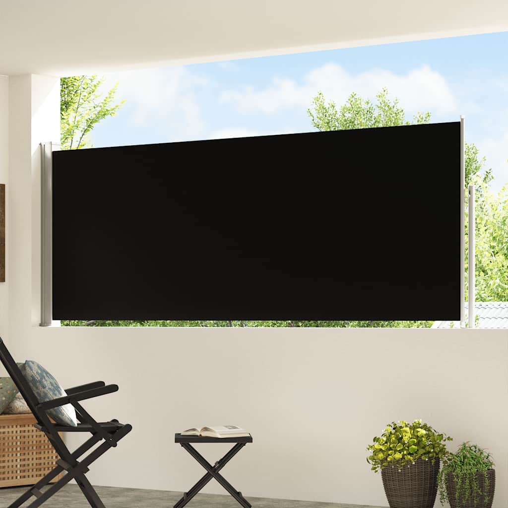 Patio Retractable Side Awning 120x500 cm Black