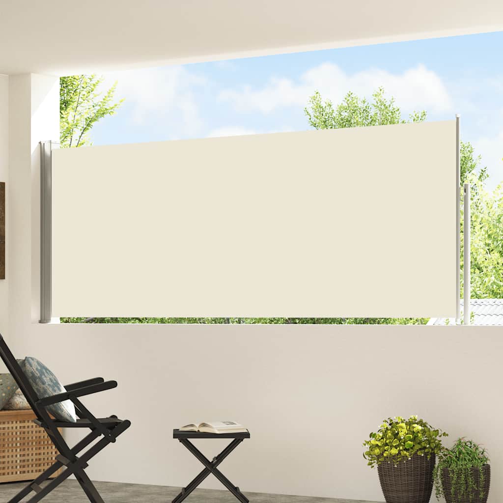 Patio Retractable Side Awning 120x500 cm Cream