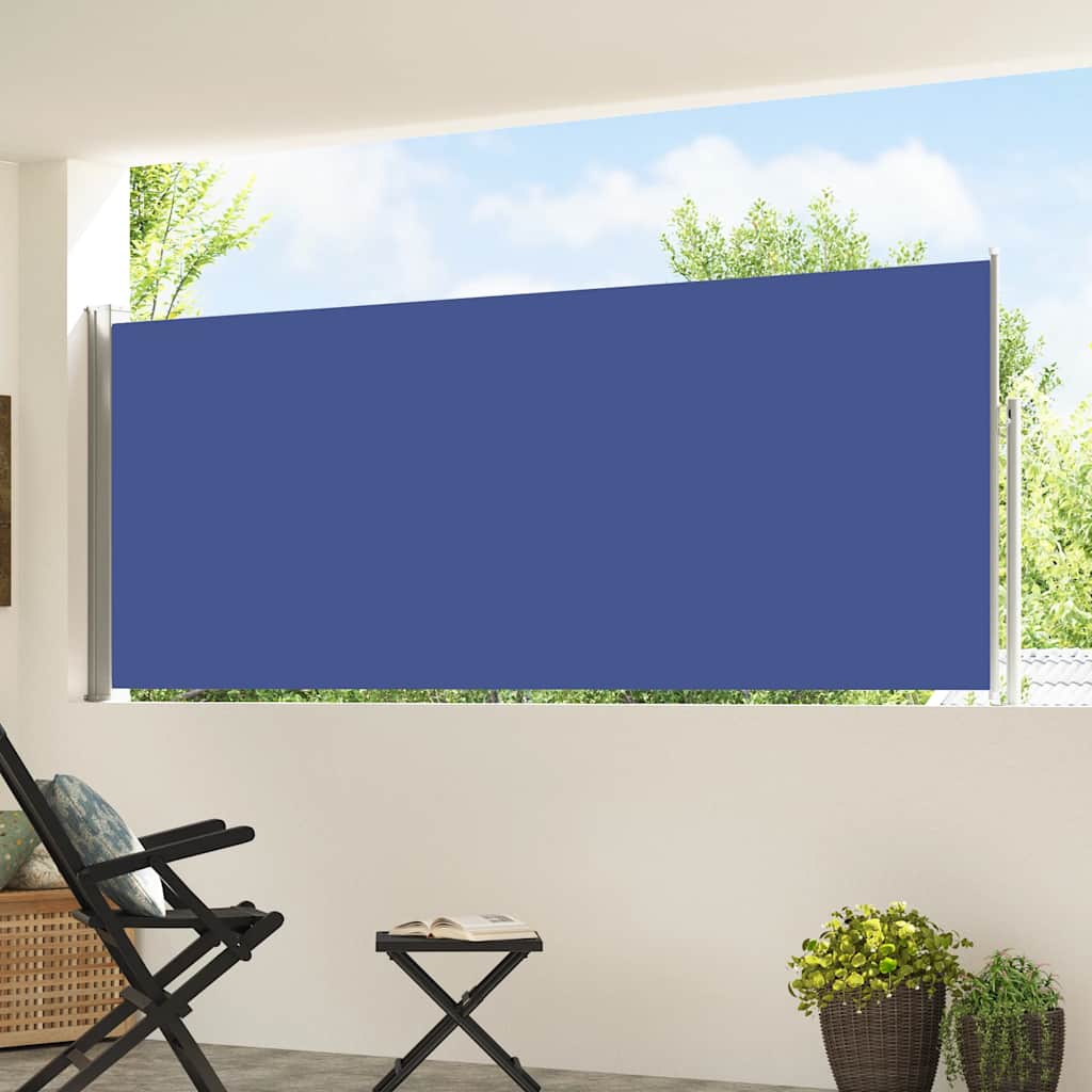 Patio Retractable Side Awning 120x500 cm Blue