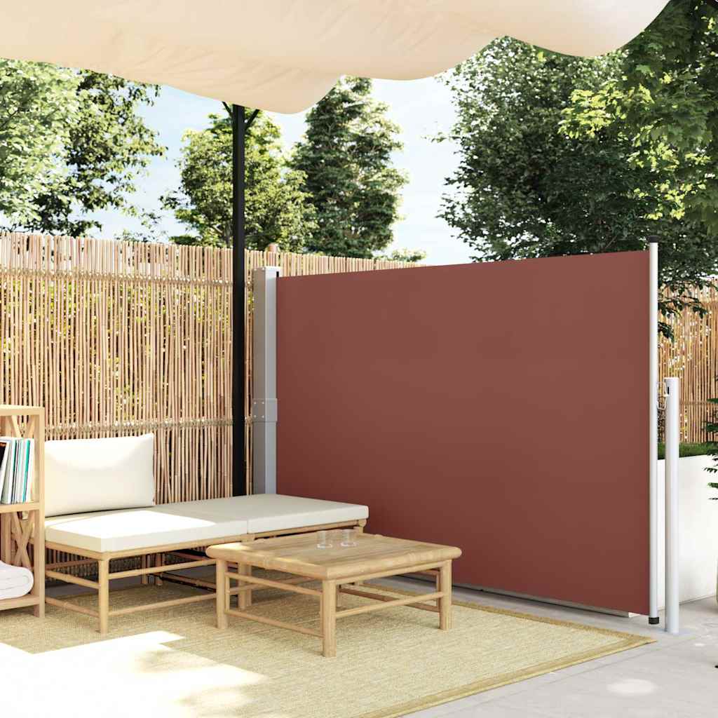 48399 vidaXL Patio Retractable Side Awning 140x500 cm Brown