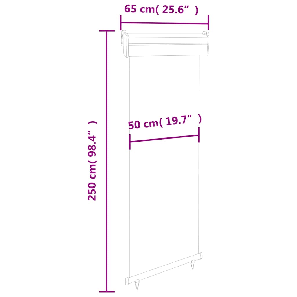 Balcony Side Awning 65x250 cm Grey
