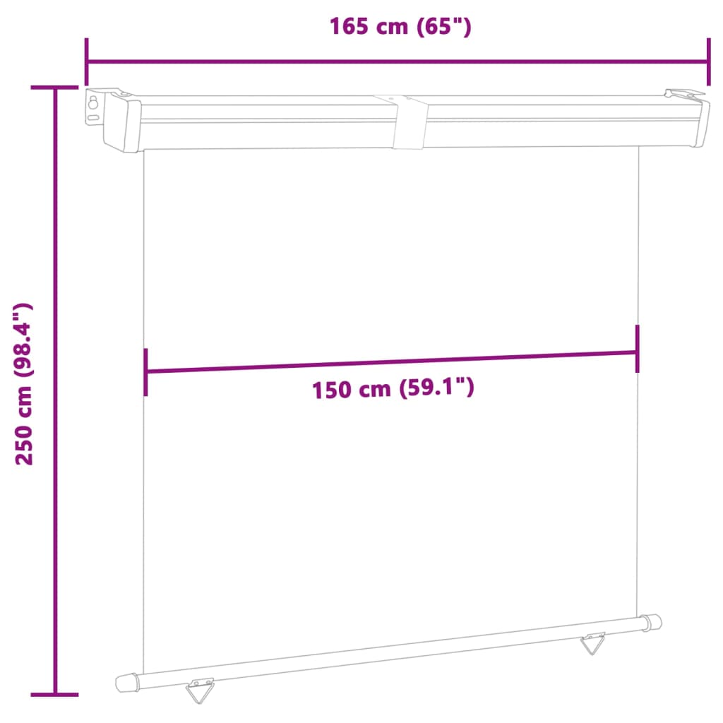 vidaXL Balcony Side Awning 165x250 cm Brown