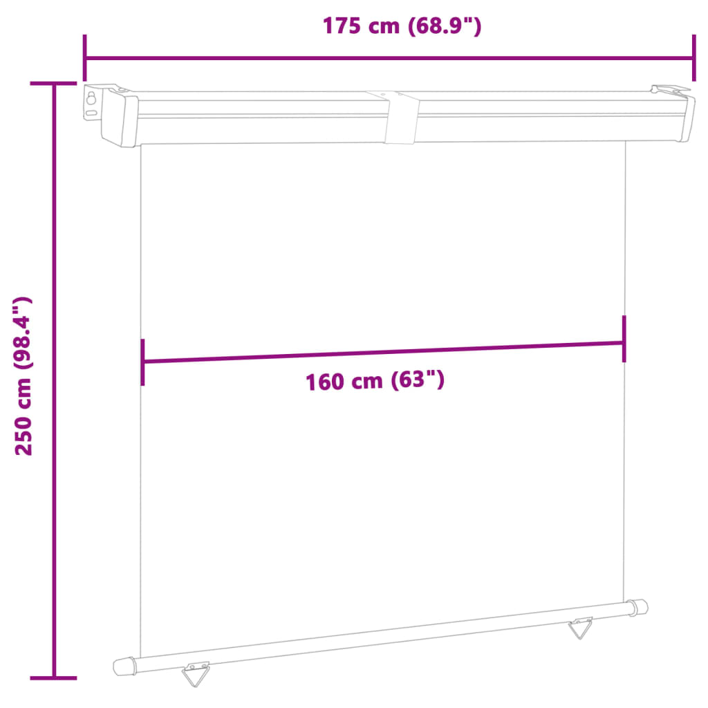 vidaXL Balcony Side Awning 175x250 cm Blue