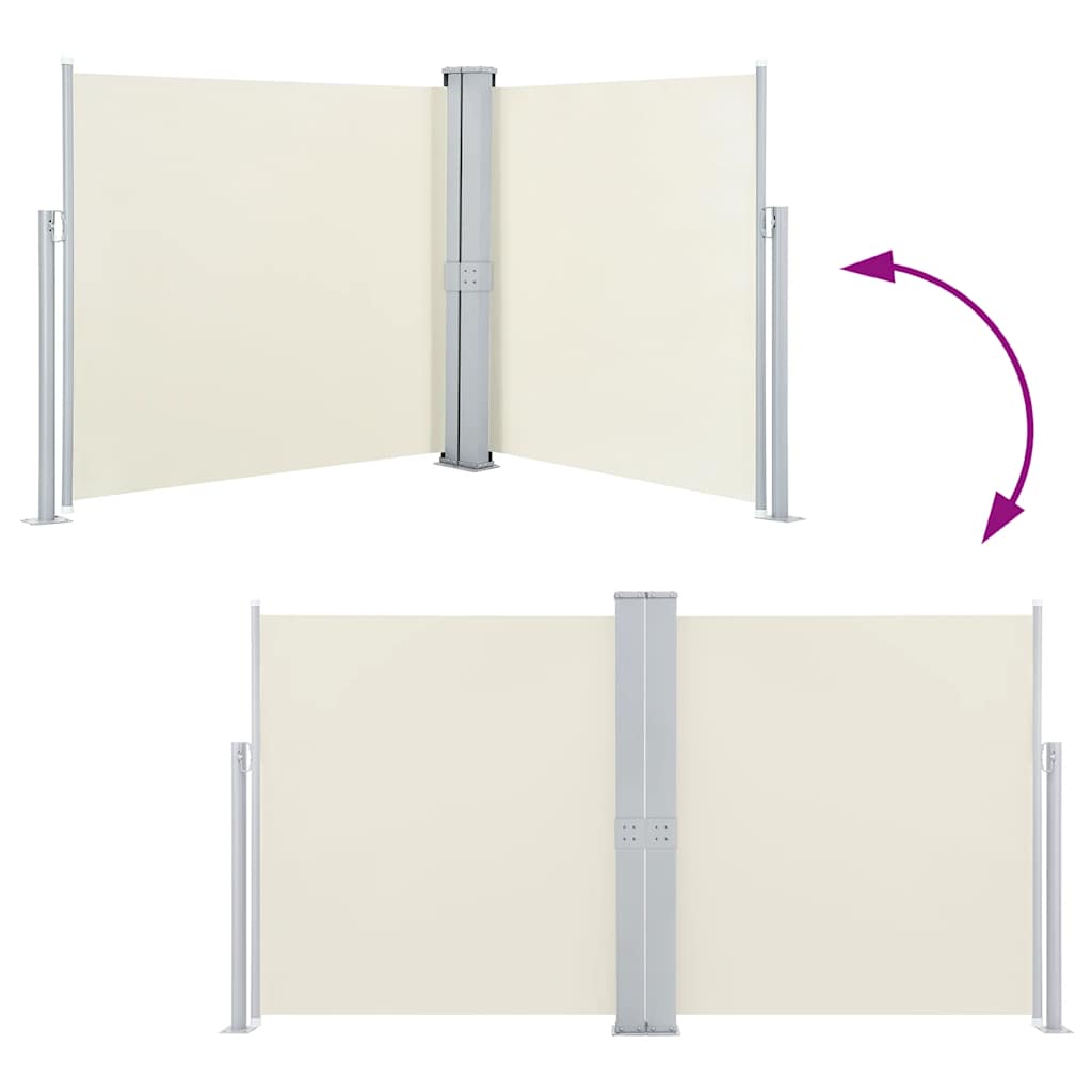 Patio Retractable Double Side Awning 170x600 cm Cream