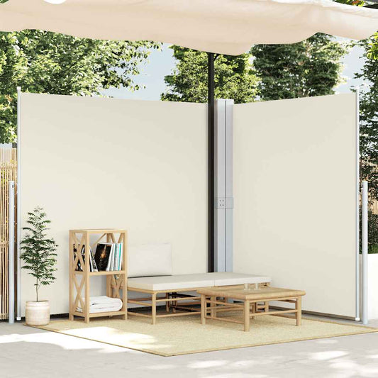 Patio Retractable Double Side Awning 170x600 cm Cream