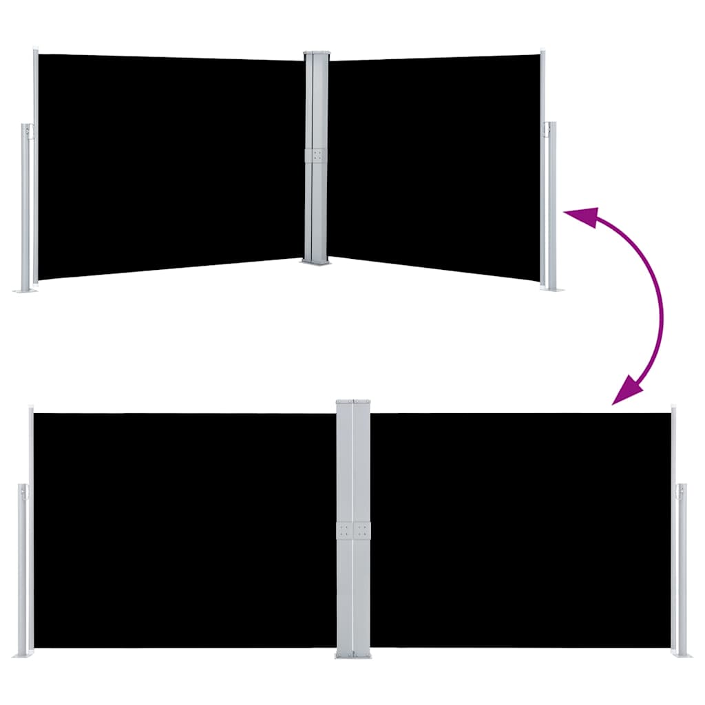 48484 vidaXL Retractable Side Awning Black 140x1000 cm