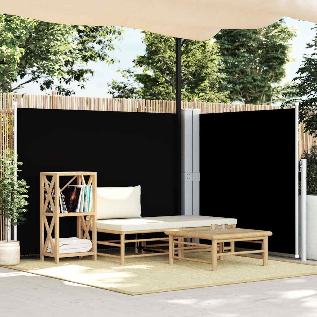 48484 vidaXL Retractable Side Awning Black 140x1000 cm