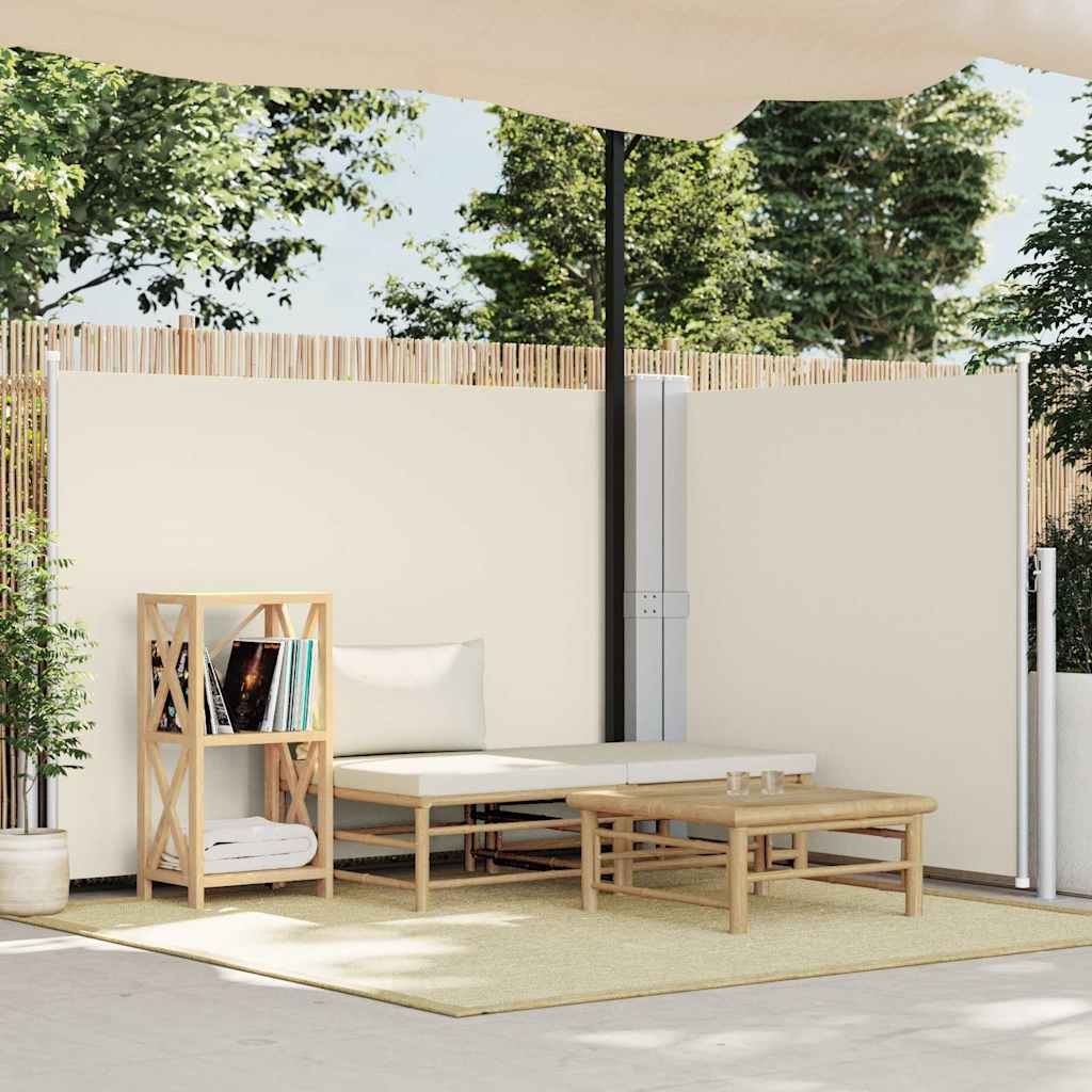 48485 vidaXL Retractable Side Awning Cream 140x1000 cm