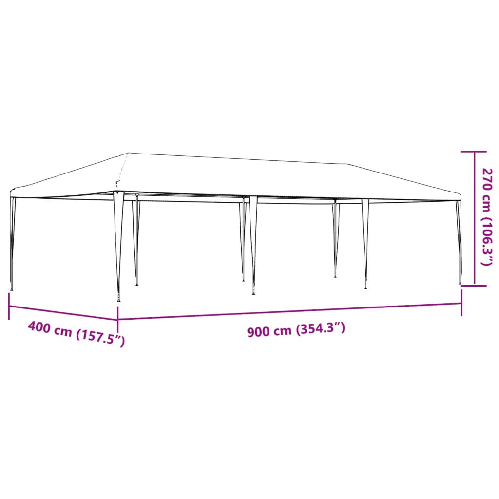 vidaXL Professional Party Tent 4x9 m Green 90 g/m²