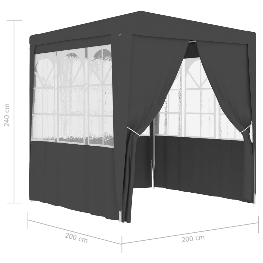 vidaXL Professional Party Tent with Side Walls 2x2 m Anthracite 90 g/m?