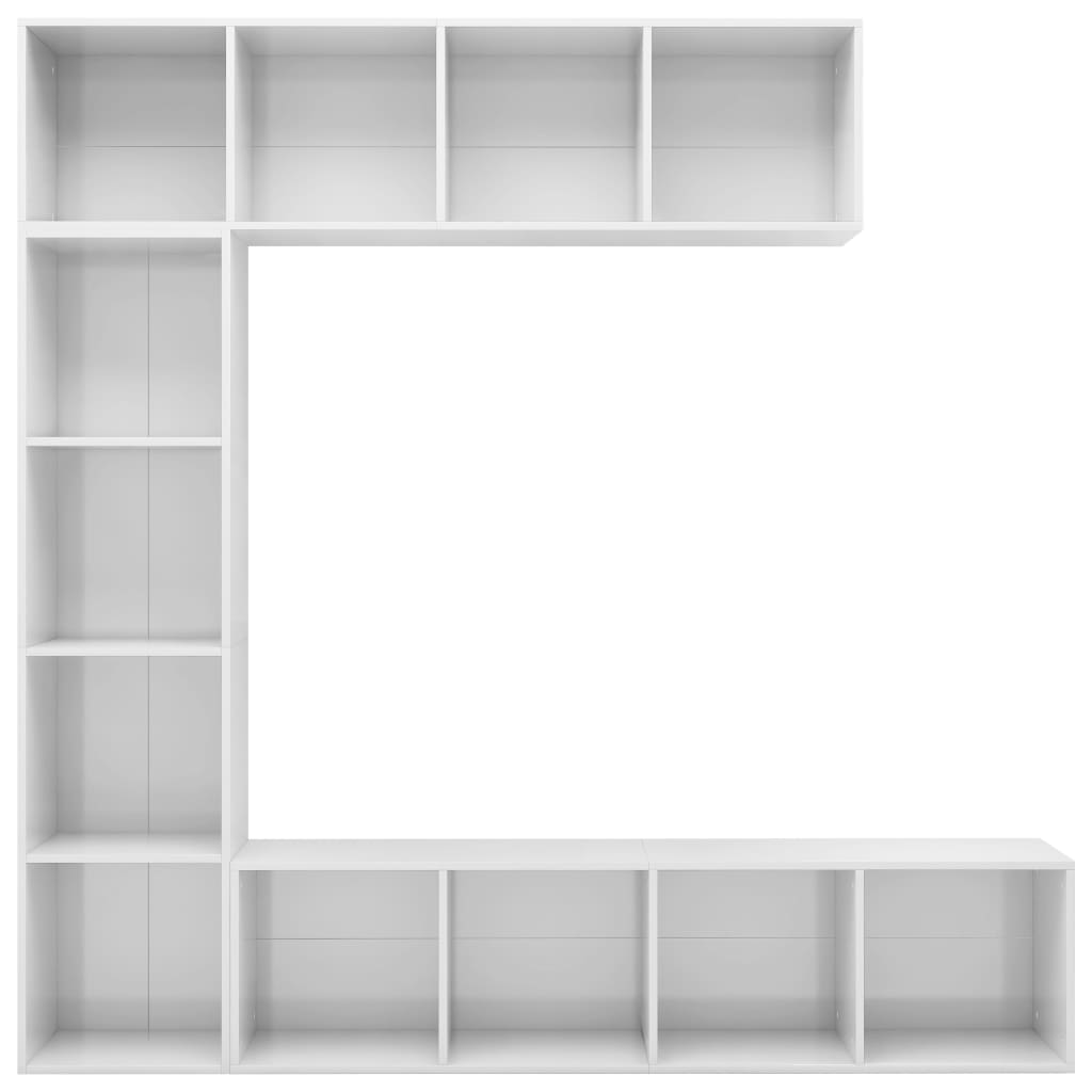 vidaXL 3 Piece Book/TV Cabinet Set High Gloss White 180x30x180 cm