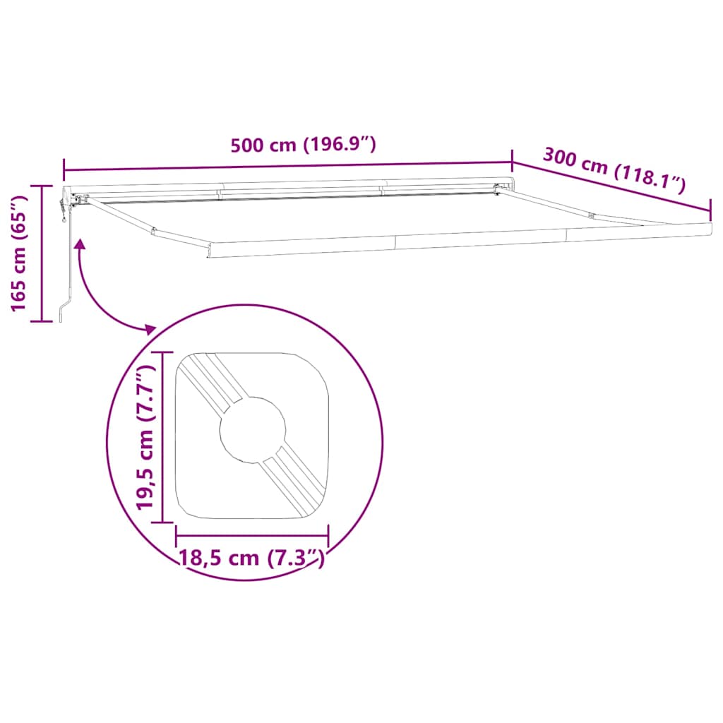 Awning Anthracite 5 x 3 m Metal