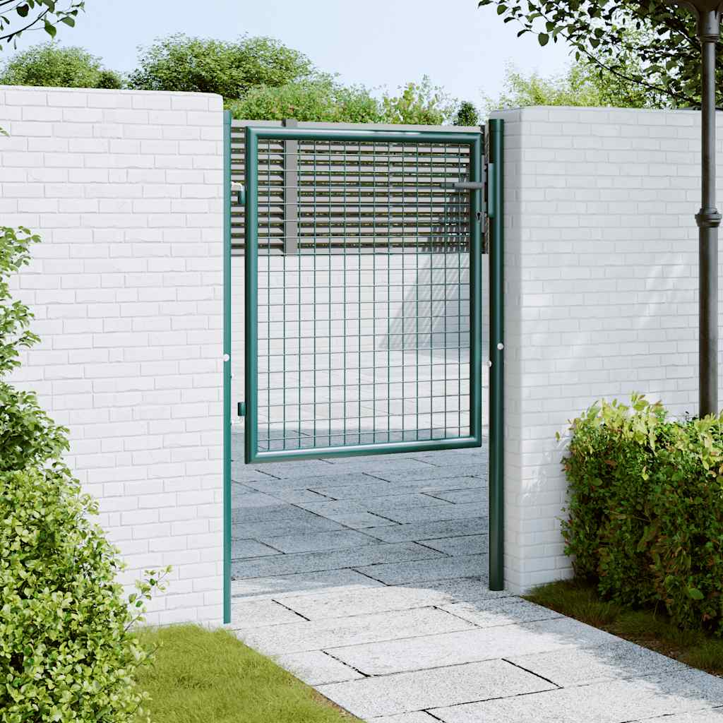 vidaXL Fence Gate Steel 100x75 cm Green