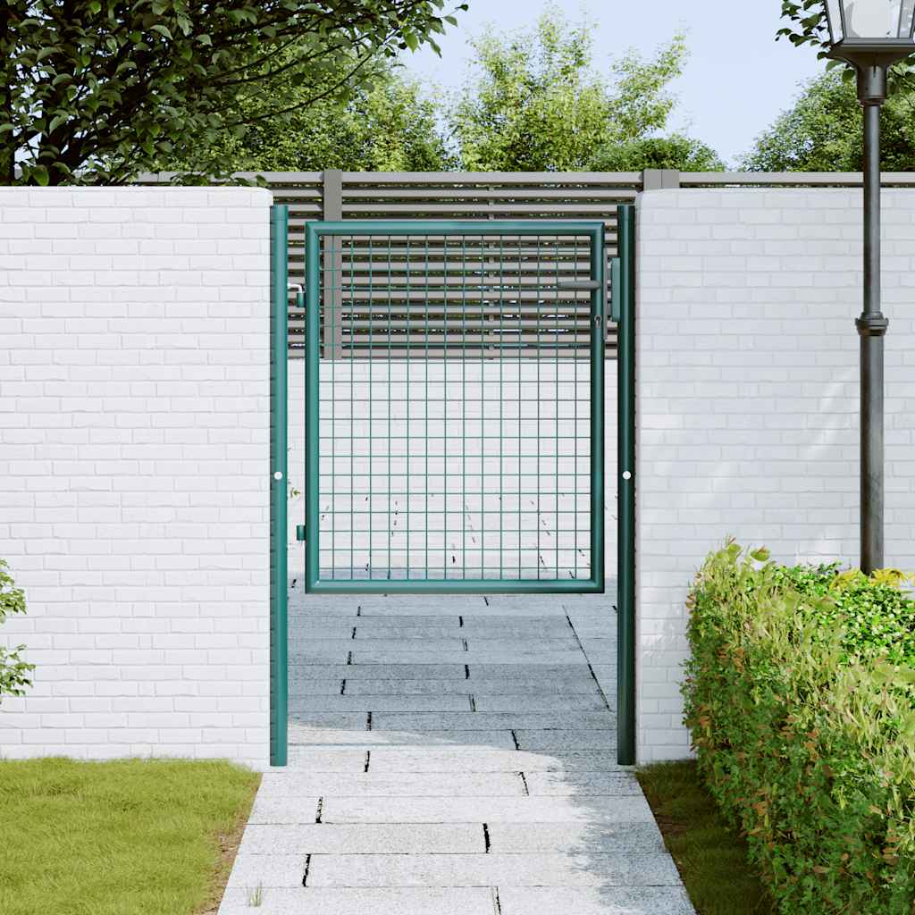 vidaXL Fence Gate Steel 100x75 cm Green