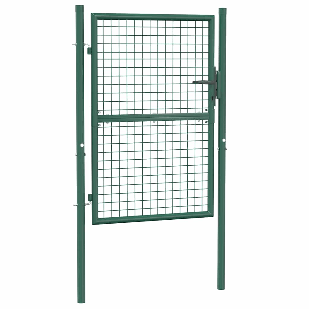 vidaXL Fence Gate Steel 100x125 cm Green