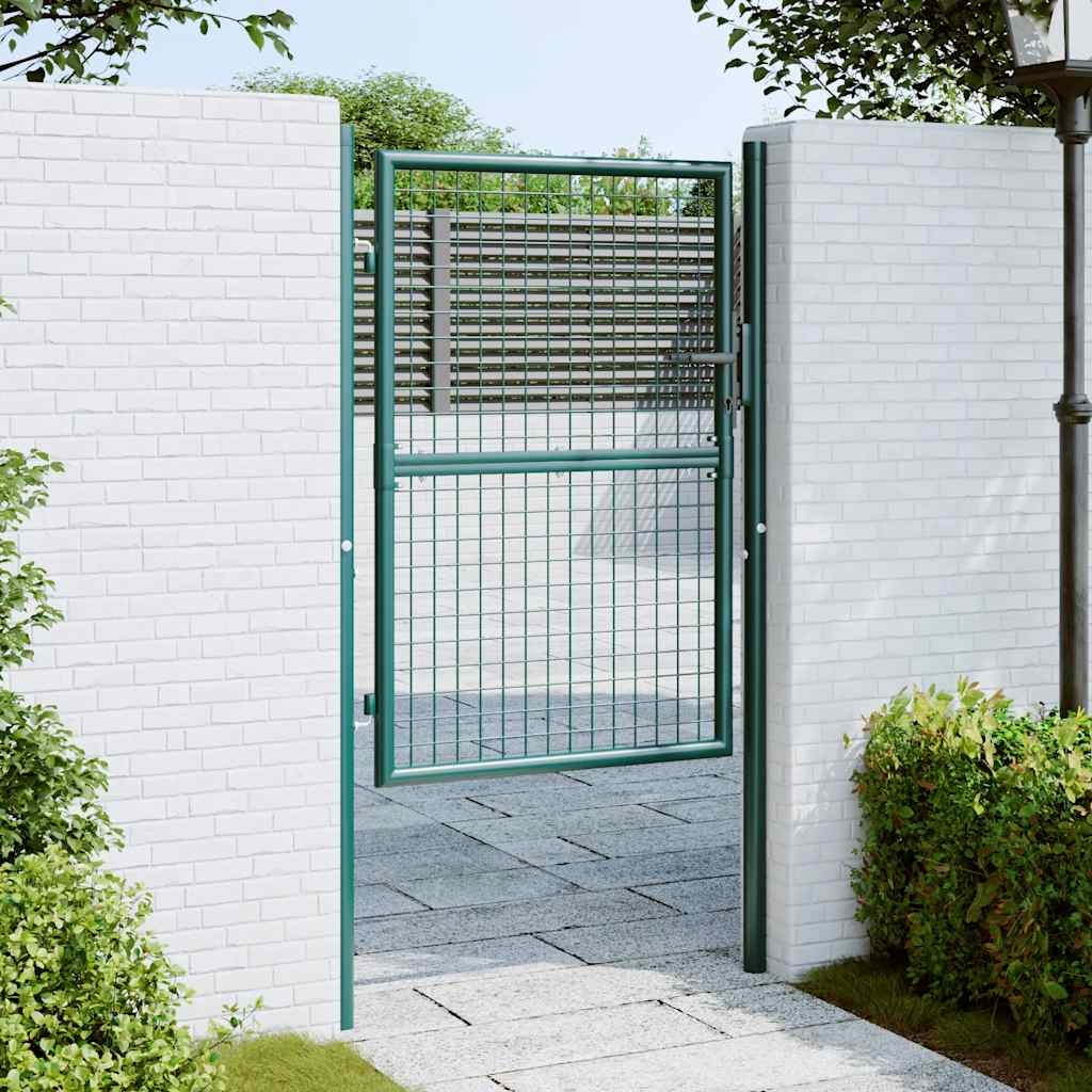 vidaXL Fence Gate Steel 100x125 cm Green