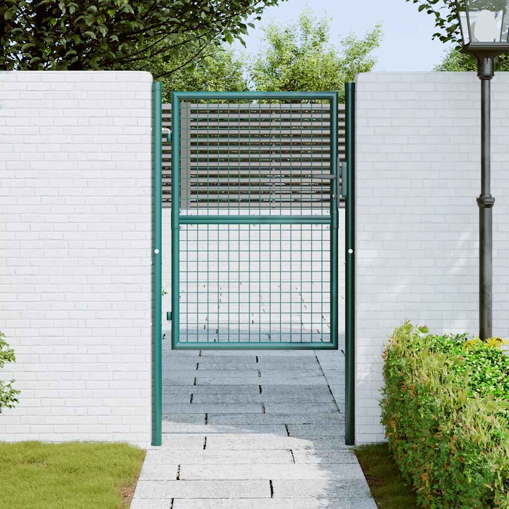 vidaXL Fence Gate Steel 100x125 cm Green