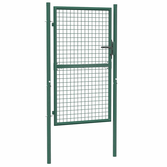 vidaXL Fence Gate Steel 100x150 cm Green