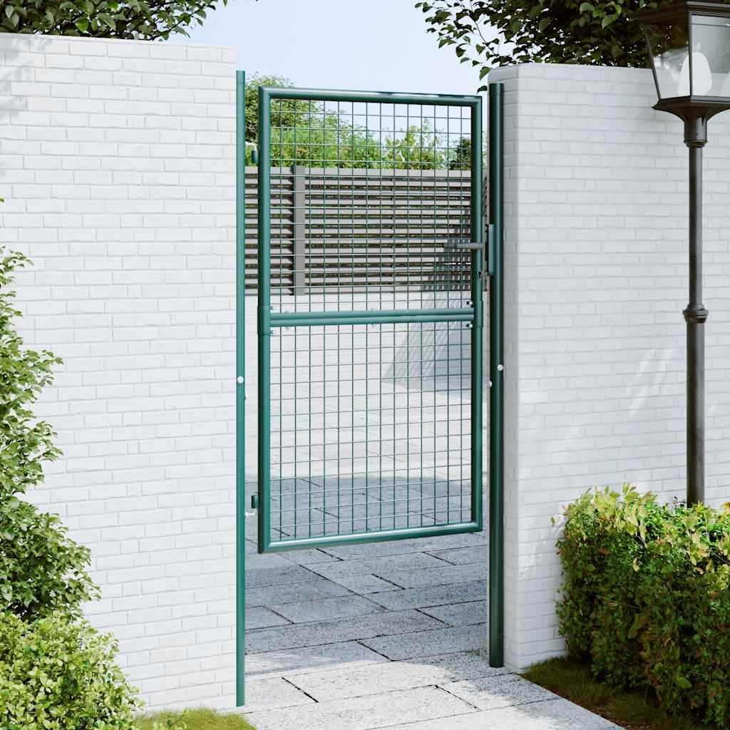 vidaXL Fence Gate Steel 100x150 cm Green