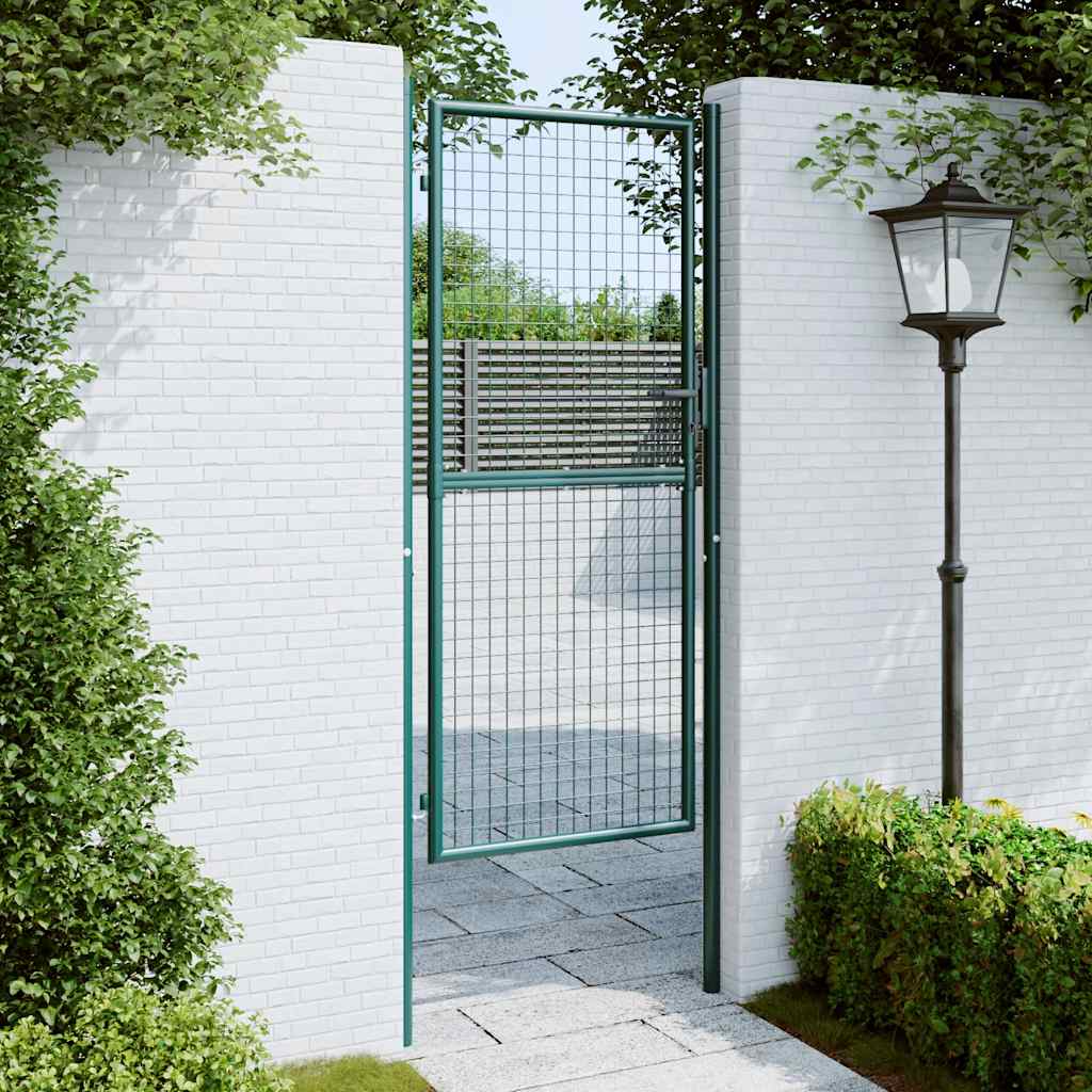 vidaXL Fence Gate Steel 100x200 cm Green