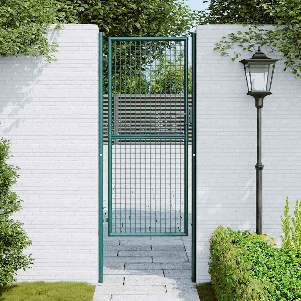 vidaXL Fence Gate Steel 100x200 cm Green