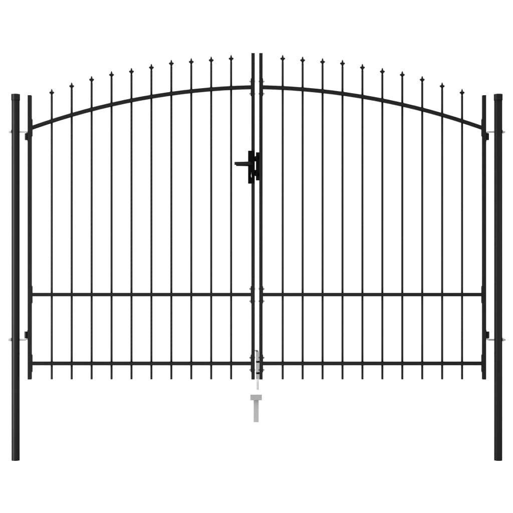 vidaXL Fence Gate Double Door with Spike Top Steel 3x2 m Black