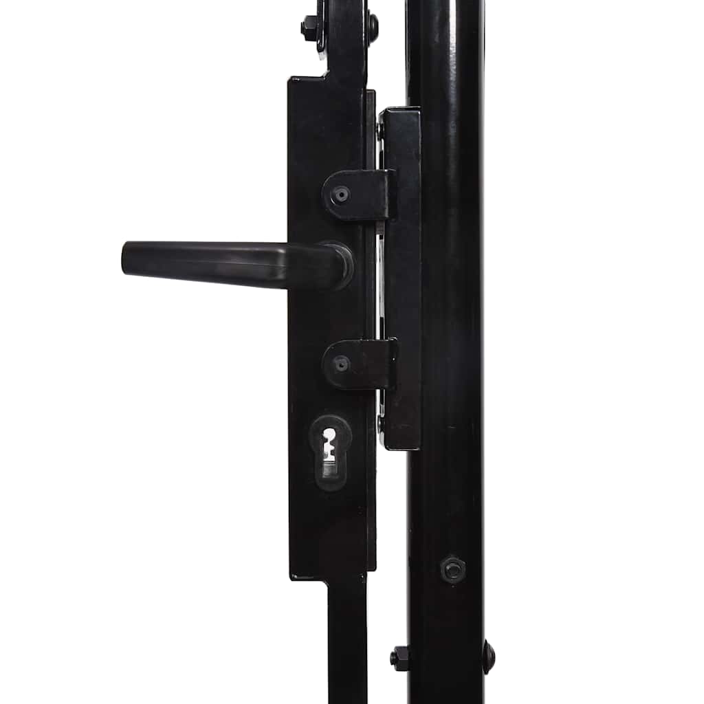 Fence Gate "BOXTEL" Single Door with Arched Top Steel 1x1,75 m Black