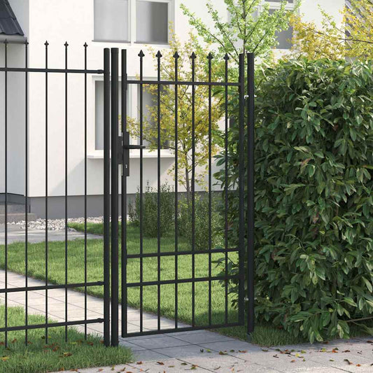 Fence Gate "BOXTEL" Single Door with Spike Top Steel 1x1,75 m Black