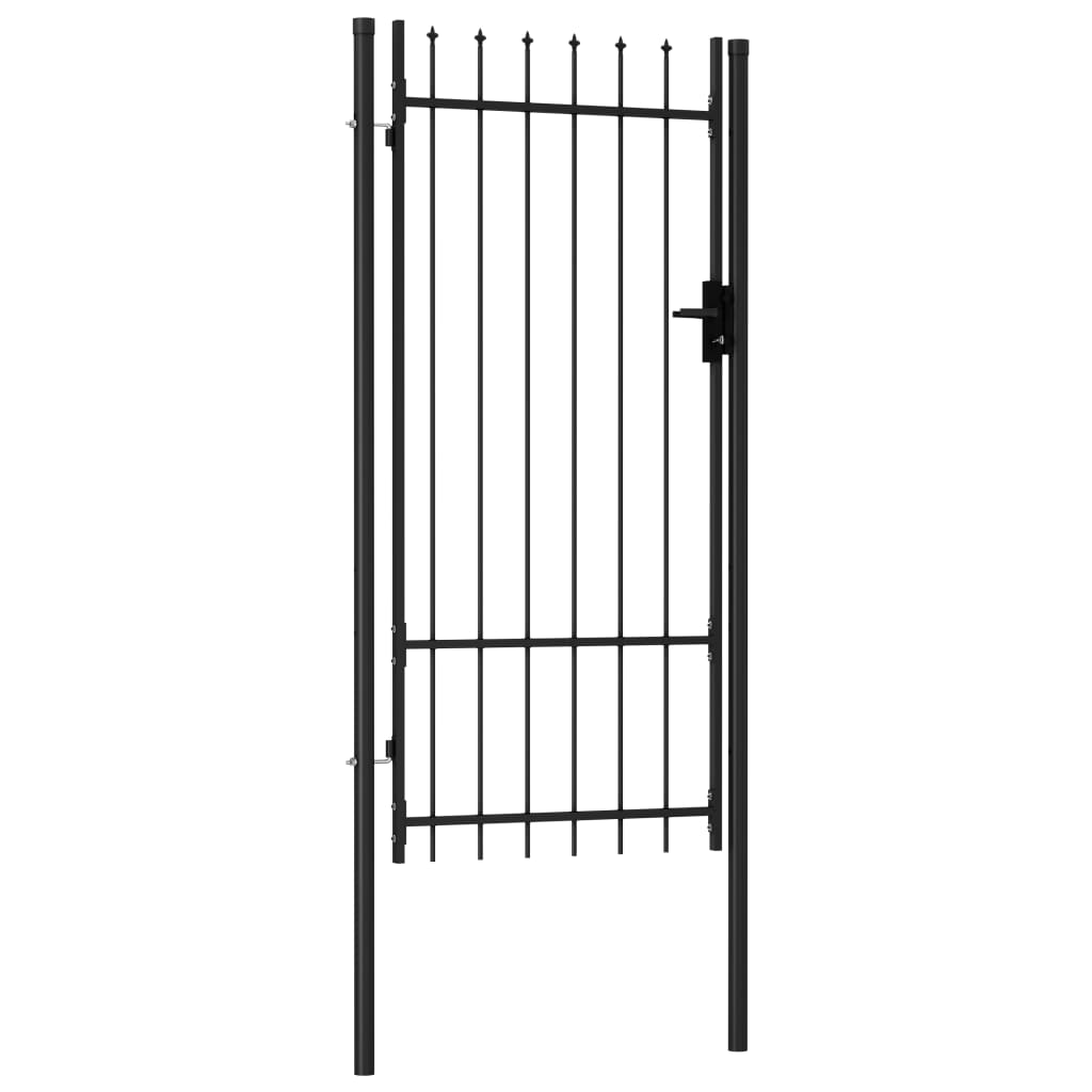 vidaXL Fence Gate Single Door with Spike Top Steel 1x2 m Black