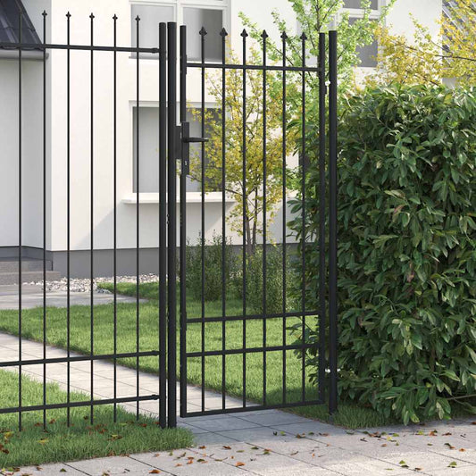 Fence Gate "BOXTEL" Single Door with Spike Top Steel 1x2 m Black