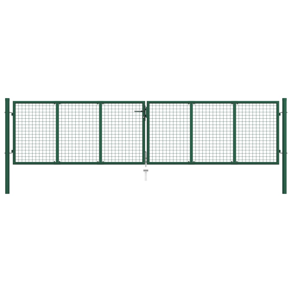 vidaXL Mesh Garden Gate Steel 390x75 cm Green