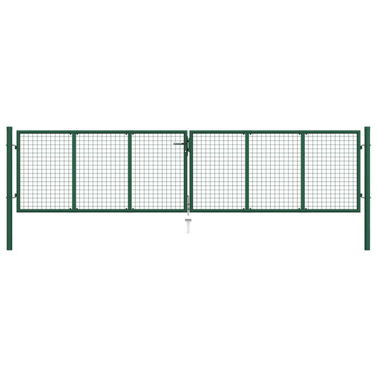 vidaXL Mesh Garden Gate Steel 390x75 cm Green