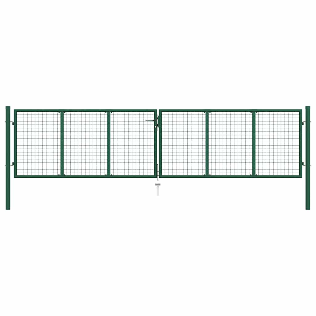 145747 vidaXL Mesh Garden Gate Steel 400x75 cm Green