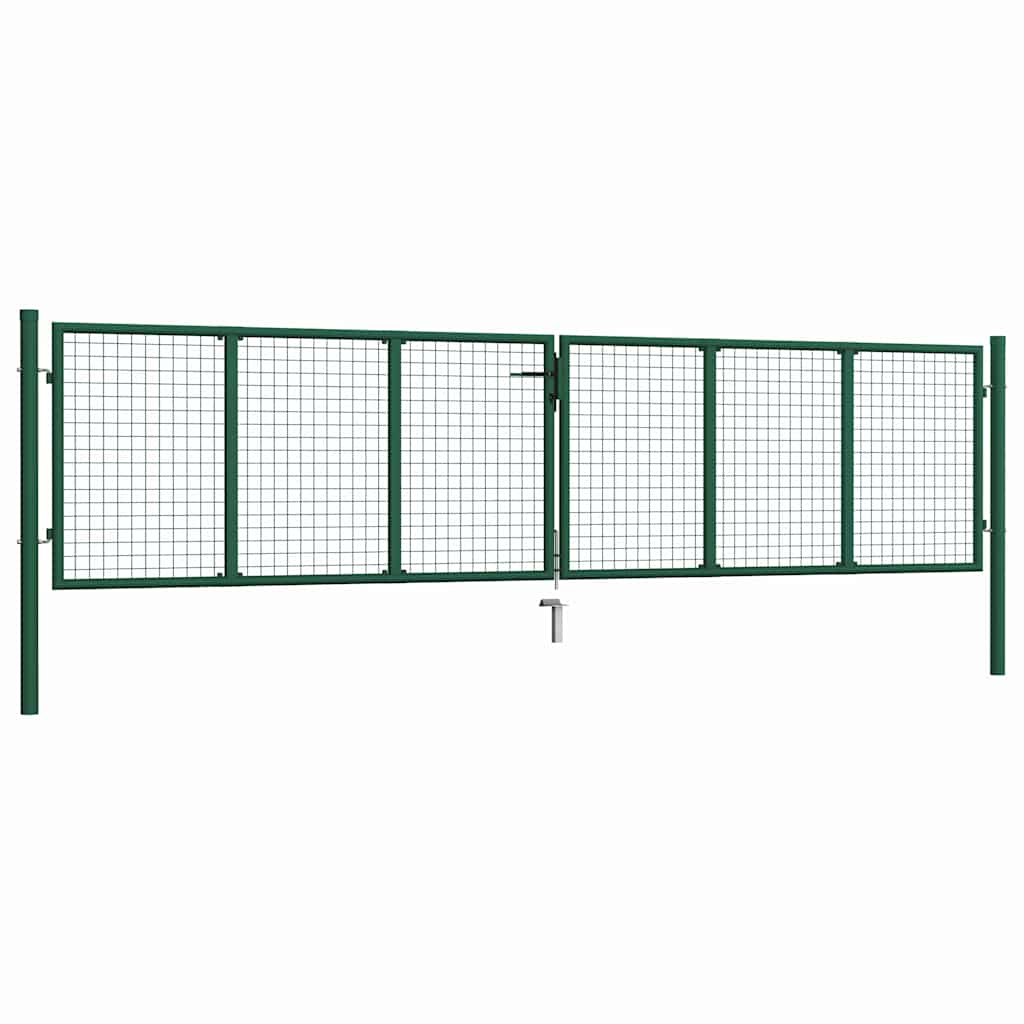 145747 vidaXL Mesh Garden Gate Steel 400x75 cm Green