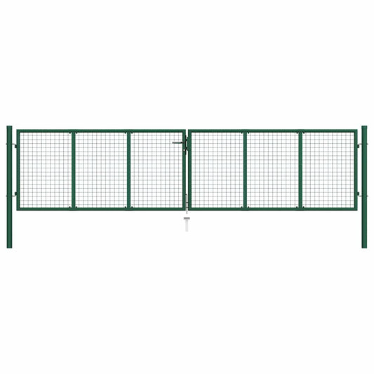 145748 vidaXL Mesh Garden Gate Steel 400x100 cm Green