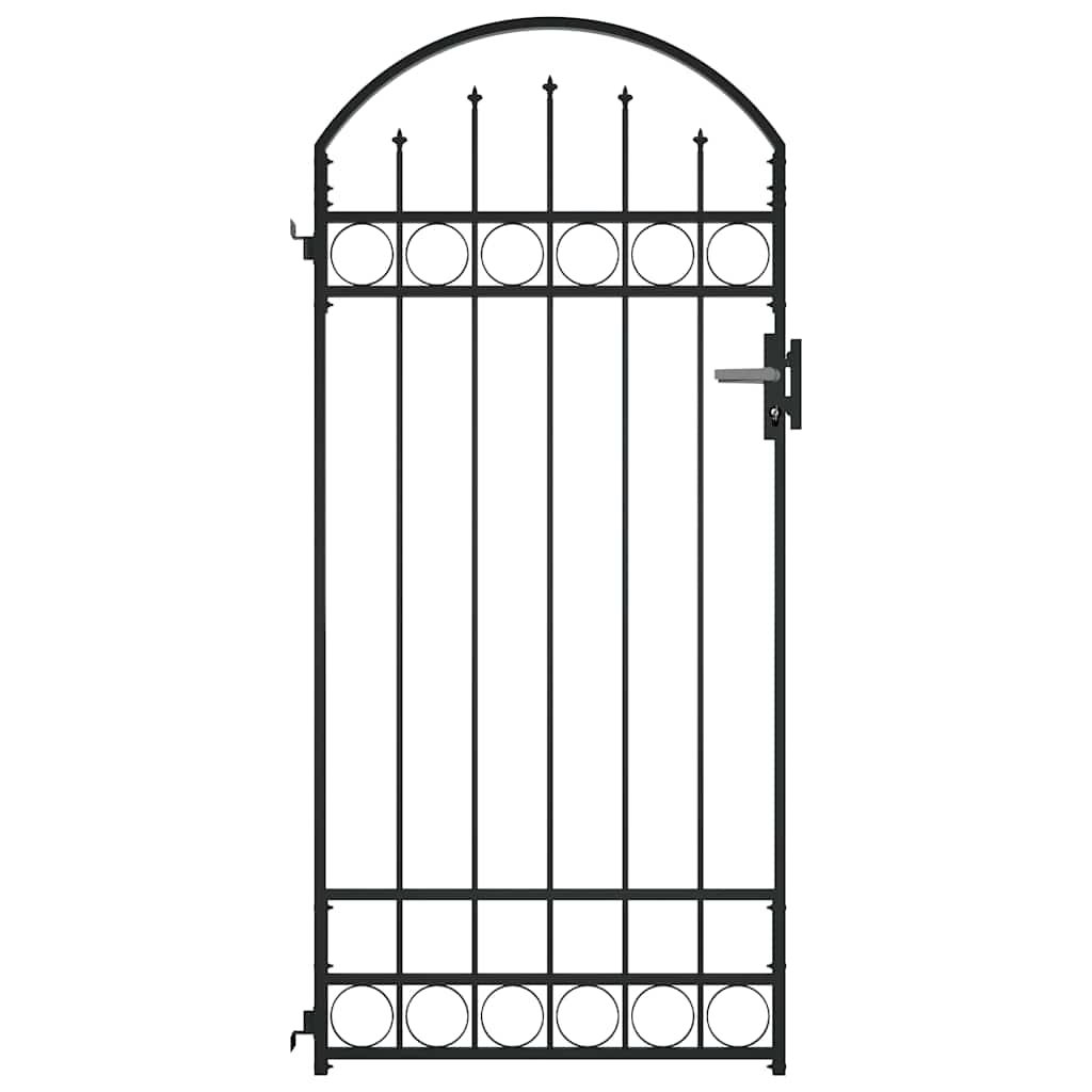 145750 vidaXL Fence Gate "ASSEN" with Arched Top Steel 89x200 cm Black