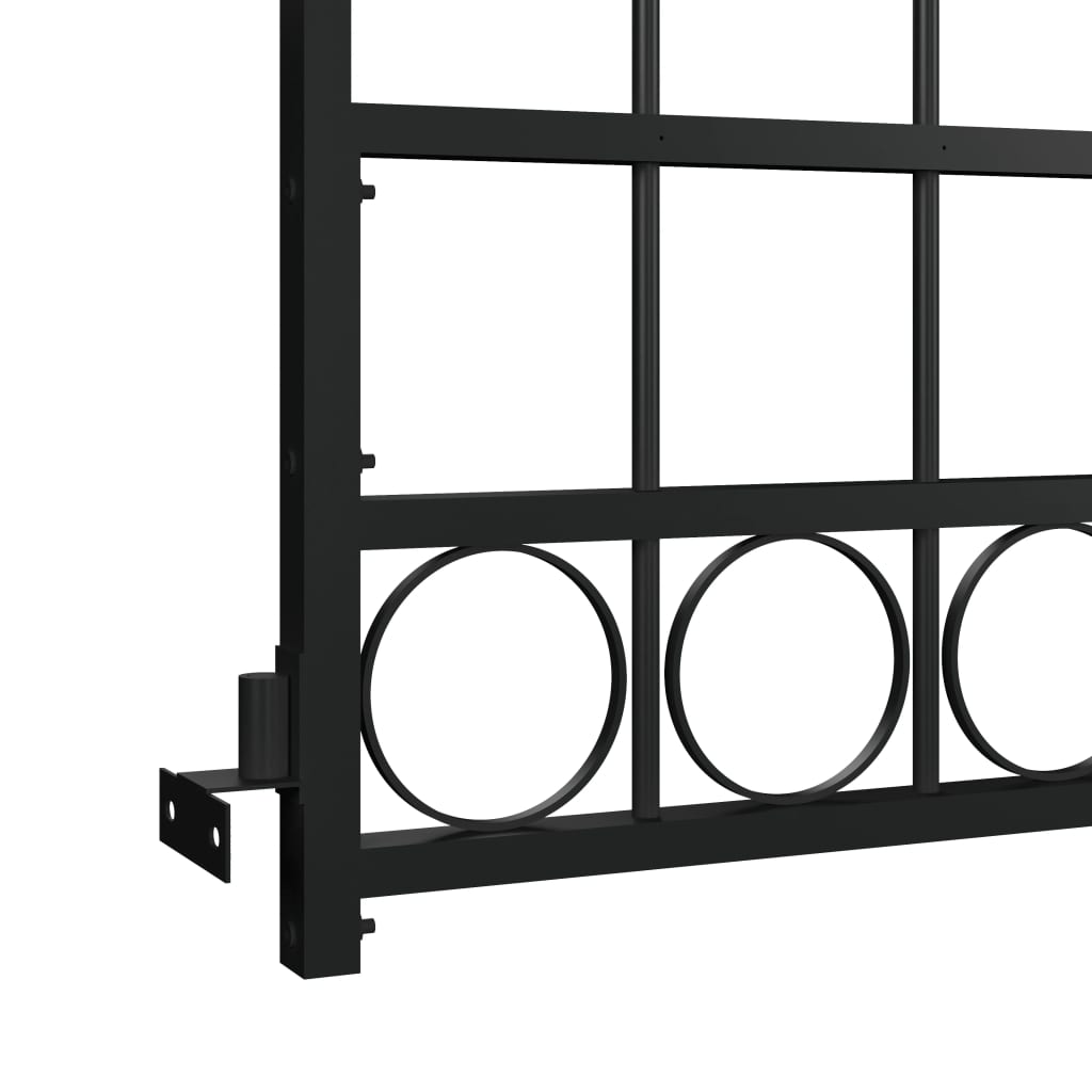 vidaXL Fence Gate with Arched Top Steel 89x200 cm Black